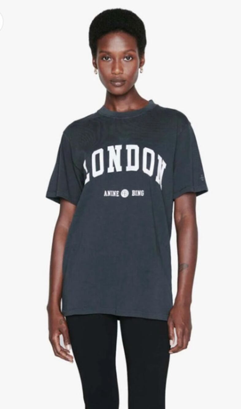 Anine Bing Lili Tee University London Washed Black size M medium